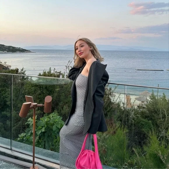 Zara Gray Strapless Midi Dress - Picture 6 of 16